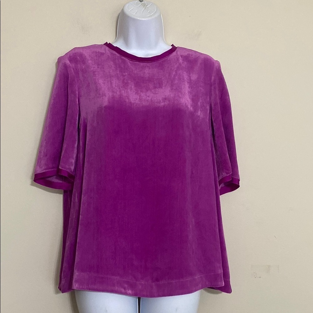 Alysi crème Elegant Purple Women Top blouse women 2 soft stretchy event  silk